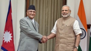 File photo of Prime Minister Narendra Modi and his Nepalese counterpart Khadga Prasad Sharma Oli meeting in Delhi last February. Credit: PTI